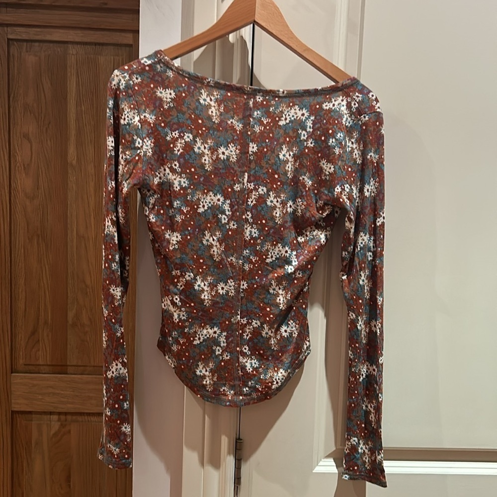 🎀NWOT FREE PEOPLE XS coffee club scoop neck long sleeve - Picture 3 of 9